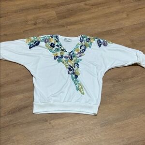 Vintage Lisa Ashley beaded top with shoulder pads.  3/4 sleeves.